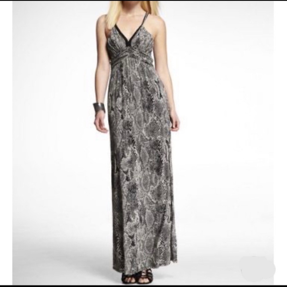 Express snakeskin print braid detail maxi dress